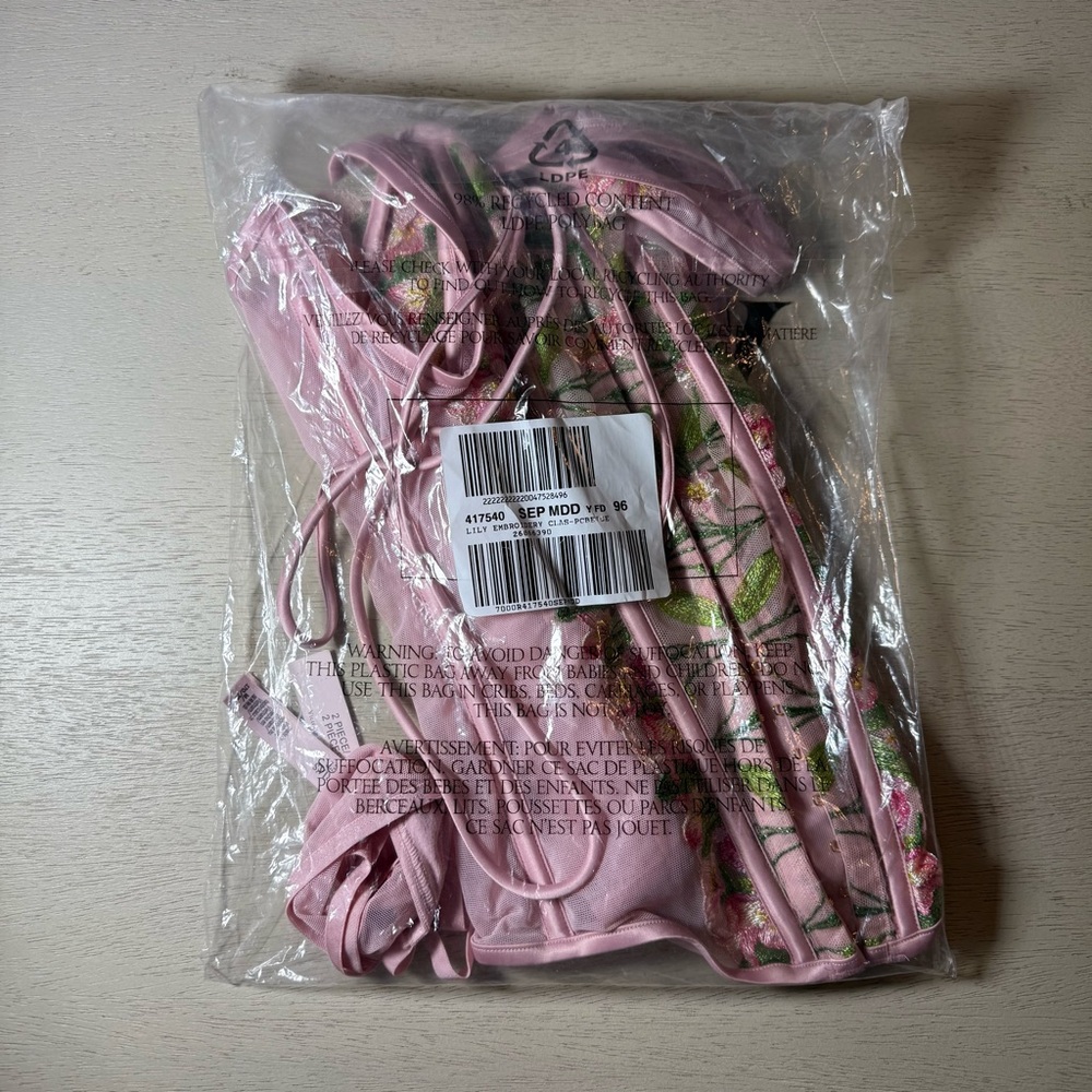 NWT Victoria's Secret Pink Lily Embroidered Corset G String 2 piece Set, Med DD - Picture 11 of 16